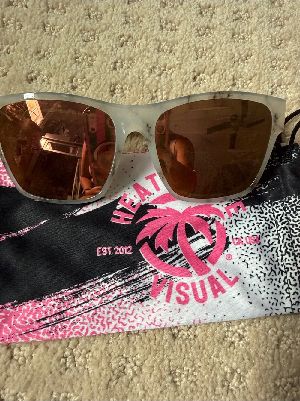 Heatwave Marilyn  Marble Frame Sunglasses with Brown Mirrored Lenses